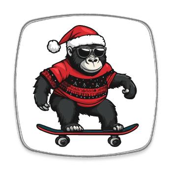 Gorilla Christmas Funny - Square fridge magnet - white - Front