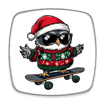 Eule Weihnachten Lustig - Viereckiger Kühlschrankmagnet - Weiß - Vorne