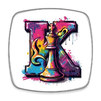 King in Graffiti Artwork Chess - Square fridge magnet - white - Front