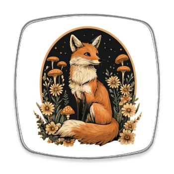 Fuchs Wald Pilze - Viereckiger Kühlschrankmagnet - Weiß - Vorne
