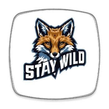 STAY WILD – Nature & Adventure Motif - Square fridge magnet - white - Front