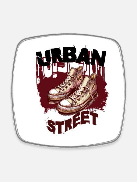 Street Sneaker Graffiti Duo - Viereckiger Kühlschrankmagnet - Weiß
