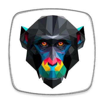 Farbiges Low-Poly Affenporträt - Viereckiger Kühlschrankmagnet - Weiß - Vorne