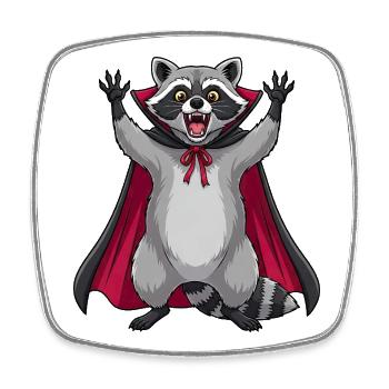 Cute Halloween Vampire Raccoon Cartoon Monster - Square fridge magnet - white - Front