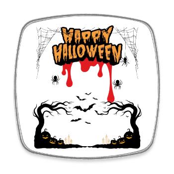 Spooky Halloween Forest – Dripping Font - Viereckiger Kühlschrankmagnet - Weiß - Vorne