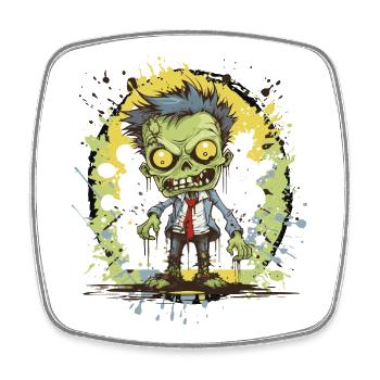 Zombie Comic Splatter - Viereckiger Kühlschrankmagnet - Weiß - Vorne