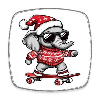 Elefant Ugly Christmas Weihnachten - Viereckiger Kühlschrankmagnet - Weiß - Vorne