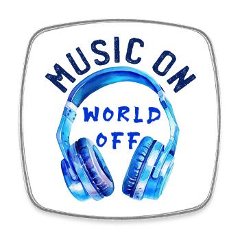 Headphones "Music on - World off" Music - Square fridge magnet - white - Front