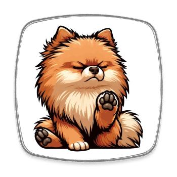 Pomeranian Pomeranian Pomeranian Spitz Dog Miniature Spitz Holder - Square fridge magnet - white - Front