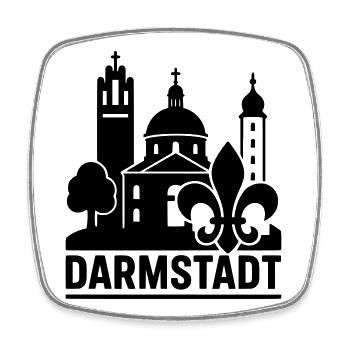 Darmstadt Landmark Silhouette - Square fridge magnet - white - Front