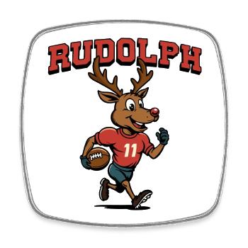 Rudolph the Reindeer American Football - Square fridge magnet - white - Front