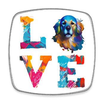 Golden Retriever Love Watercolor Art for Dog Lover - Square fridge magnet - white - Front
