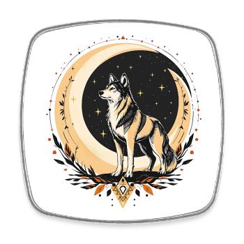 Boho Wolf - Square fridge magnet - white - Front