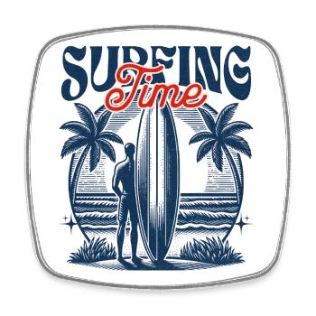 Surfing Time - Viereckiger Kühlschrankmagnet - Weiß - Vorne