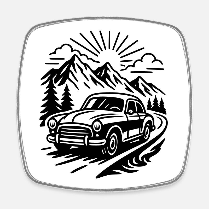 Voiture de collection - Magnet carré - blanc