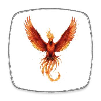 Fire Phoenix Flame Flight - Square fridge magnet - white - Front