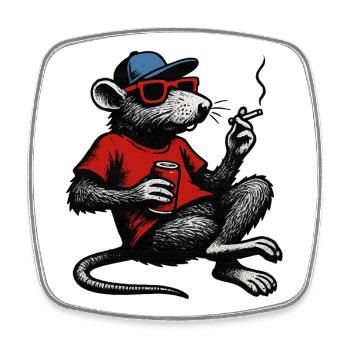 Rat with sunglasses smoking - Square fridge magnet - white - Front