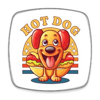 Hot Dog Hund Wurst Fast Food Wortwitz Lustig Humor - Viereckiger Kühlschrankmagnet - Weiß - Vorne