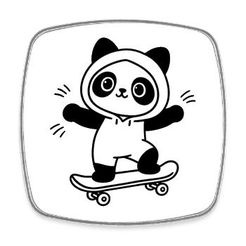 Skateboarding panda in hoodie on board - Square fridge magnet - white - Front