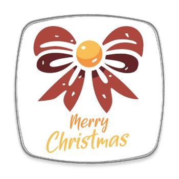 Merry Christmas Cartoon Schleife - Viereckiger Kühlschrankmagnet - Weiß - Vorne