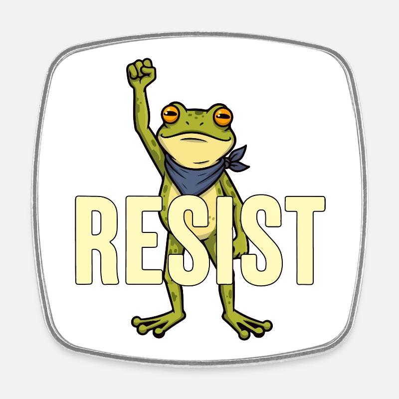 Portland Frog Protest Resist - Square fridge magnet - white