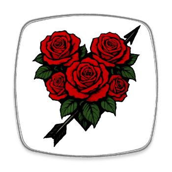 Roses heart love - Square fridge magnet - white - Front