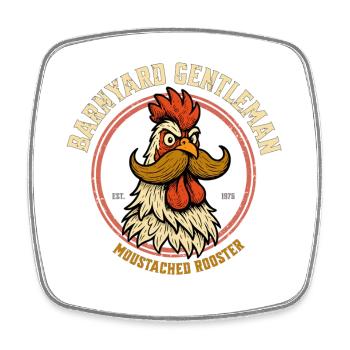 Le coq moustachu - Magnet carré - blanc - Devant