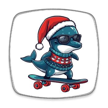 Dolphin Christmas Funny - Square fridge magnet - white - Front