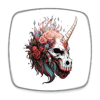 Einhornschädel mit Blumen  - Viereckiger Kühlschrankmagnet - Weiß - Vorne