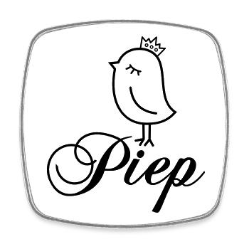 Spatz Piep mit Krone – Piepmatz Vogel Cartoon - Viereckiger Kühlschrankmagnet - Weiß - Vorne