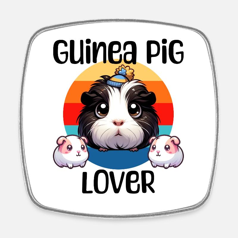 guinea pig lover - Viereckiger Kühlschrankmagnet - Weiß