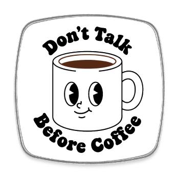 Kawaii Coffee Mug Face - Square fridge magnet - white - Front
