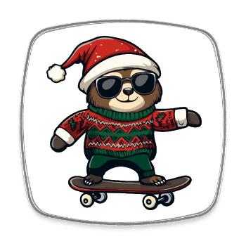 Sloth Christmas Funny - Square fridge magnet - white - Front