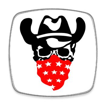 Cowboy Schädel - Viereckiger Kühlschrankmagnet - Weiß - Vorne