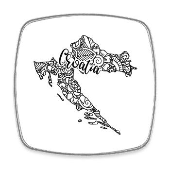 Karte Kroatien Mandala - Adriaküste Reisen - Viereckiger Kühlschrankmagnet - Weiß - Vorne