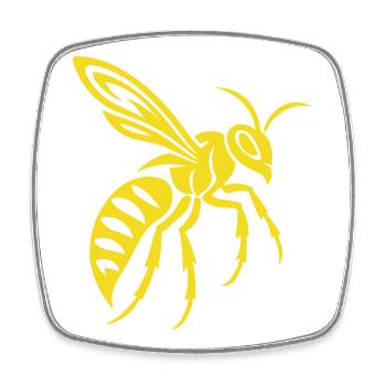 Yellow wasp silhouette on black - Square fridge magnet - white - Front