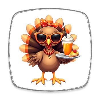 Dinde de Thanksgiving avec lunettes de soleil - Magnet carré - blanc - Devant
