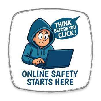 Denk nach bevor du klickst - Online Sicherheit - Viereckiger Kühlschrankmagnet - Weiß - Vorne