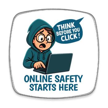 Think Before You Click - Online Security - Square fridge magnet - white - Front