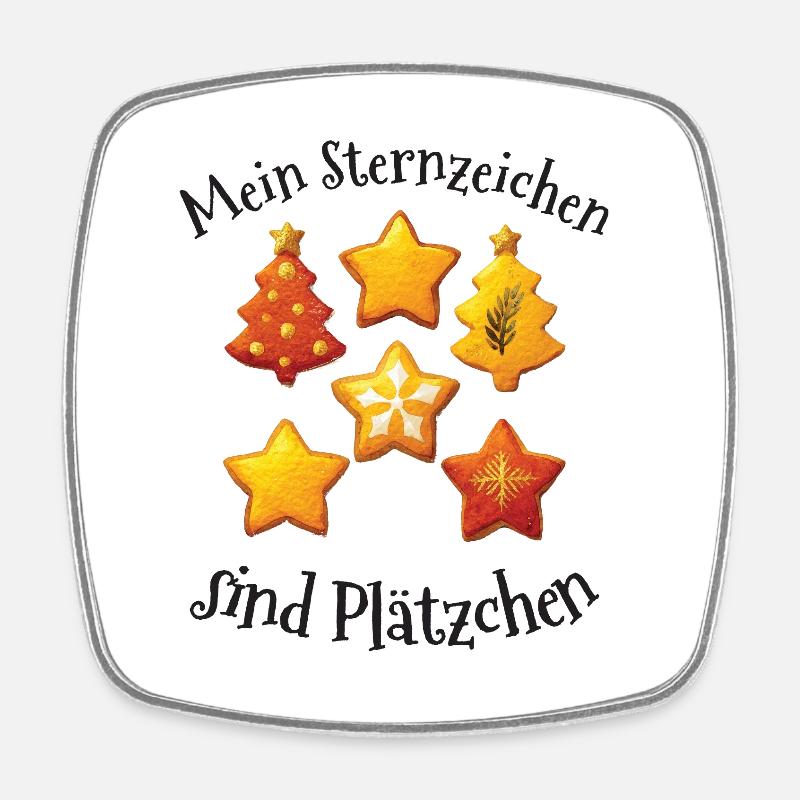 Funny Christmas Zodiac Cookie Motif - Square fridge magnet - white