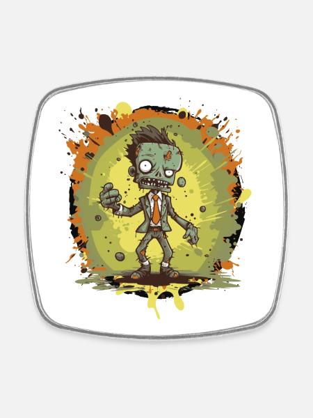 Bande dessinée de zombies - Magnet carré - blanc