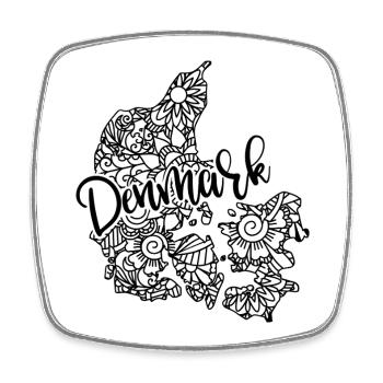 Danemark Carte Mandala Hygge Copenhague - Magnet carré - blanc - Devant
