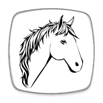 Cheval Tête de Cheval T-shirt Cadeau Cavalier - Magnet carré - blanc - Devant
