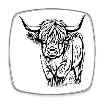 T-shirt Highland Cattle écossais Cadeau - Magnet carré - blanc - Devant