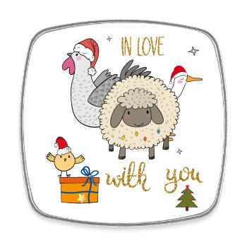 Weihnachten auf dem Bauernhof - Viereckiger Kühlschrankmagnet - Weiß - Vorne