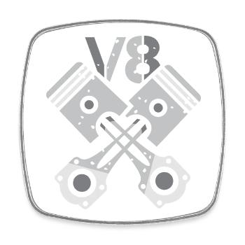 V8 Motor Kolben – Mechaniker Power Design - Viereckiger Kühlschrankmagnet - Weiß - Vorne