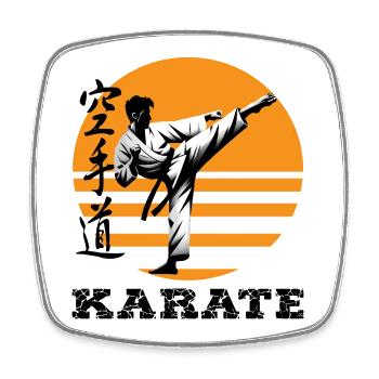 Karate silhouette in the circle of the sun - Square fridge magnet - white - Front