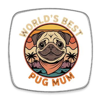 Weltbeste Pug Mum - Viereckiger Kühlschrankmagnet - Weiß - Vorne