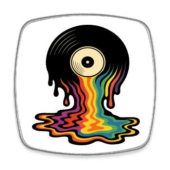 Schmelzendes Regenbogen-Vinyl-Auge - Viereckiger Kühlschrankmagnet - Weiß - Vorne