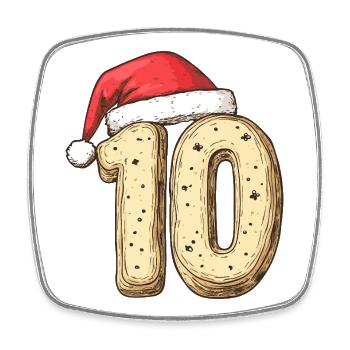 Biscuit de Noël à 10 chiffres - Magnet carré - blanc - Devant